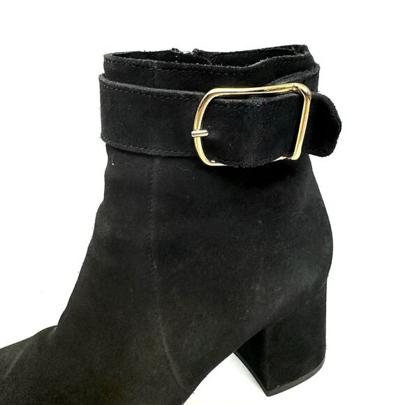 La Canadienne Women’s Jesse Black Suede Ankle Boot Size 7M Waterproof Square Toe - Picture 3 of 12
